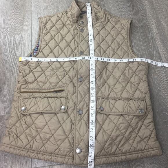 Brooks Brothers Womens Quilted Vest Jacket Lined Snap Button Beige Medium - Picture 5 of 7